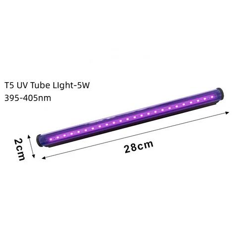 (image for) 5W AC85-265V 11inches T5 LED UV 385-400nm Black Light Strip, Tube Light for Bedroom Halloween Decorations and Christmas Party, Fun Atmosphere, Black Light Poster 6ft Power Cord with Built-in ON/Off Switch